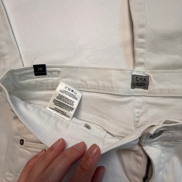 CITIZEN OF HUMANITY Elsa Mid Rise Slim Fit Crop White Embroidered Jeans Size 28 - Picture 10 of 15